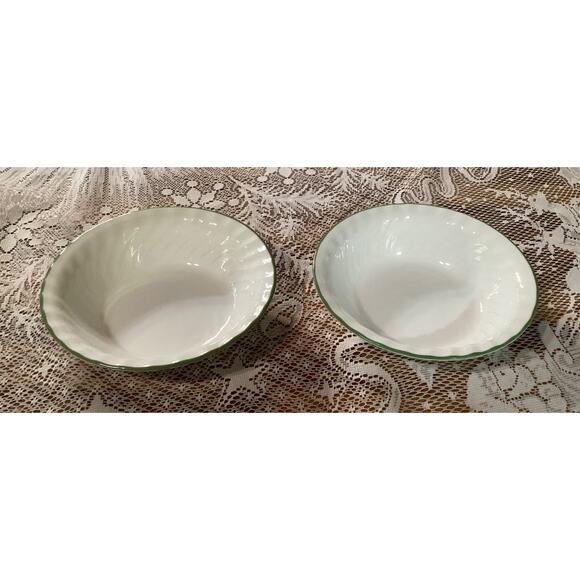 Set of 2 Corelle Country Cottage Small Bowls 7.25” Green Band on Rim - Picture 4 of 10